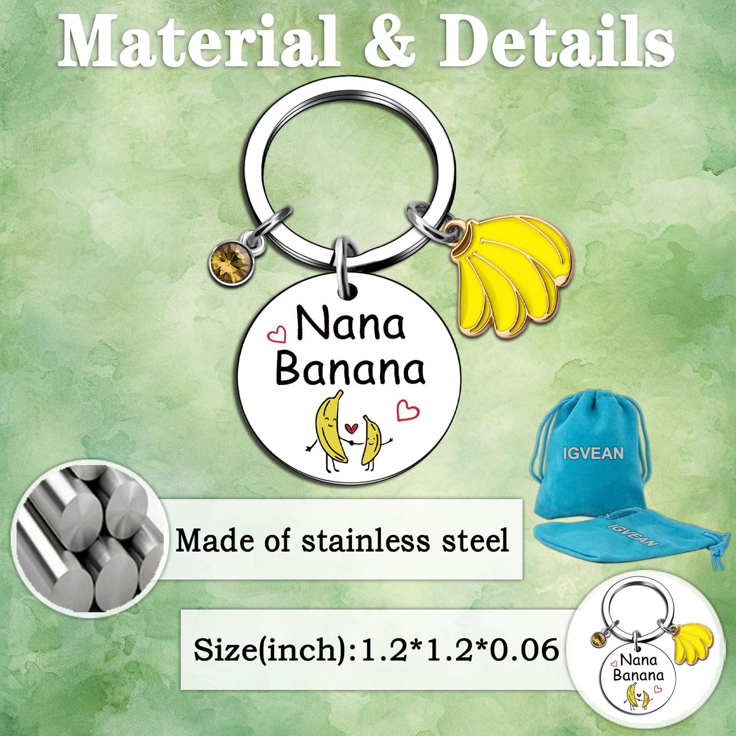 igvean Nana Gifts Banana Keychain Nana Birthday Gifts Great Grandma Gift Ideas Funny Grandmother Present from Grandkids Christmas Mothers Day Gift for Grandma