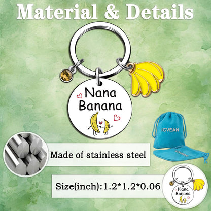 igvean Nana Gifts Banana Keychain Nana Birthday Gifts Great Grandma Gift Ideas Funny Grandmother Present from Grandkids Christmas Mothers Day Gift for Grandma
