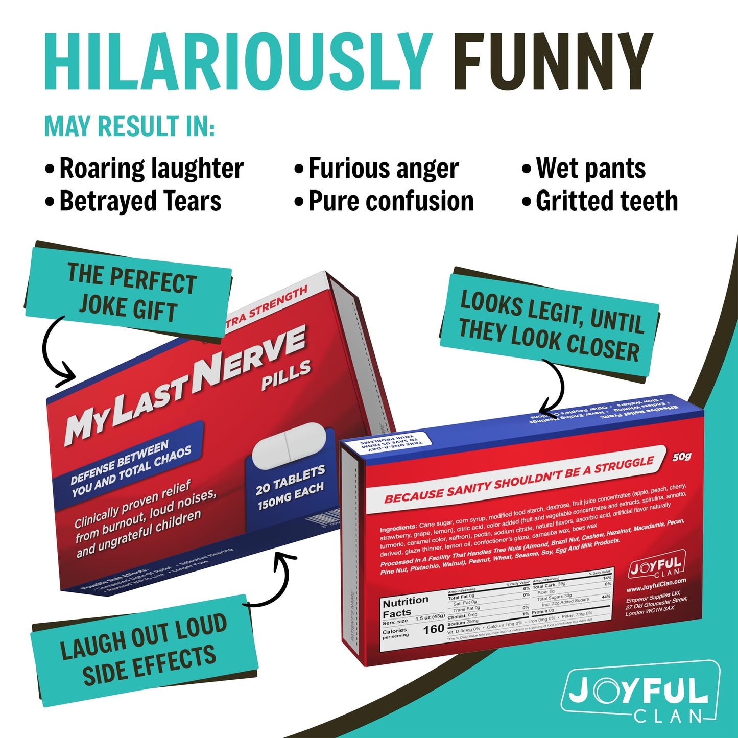 MyLastNerve Prank Pill Box with Jelly Beans - Funny Gifts for Mom, Mom Birthday Gifts, Mothers Day Gift, Gag Gift Candy Box for Women, Wife, Grandma