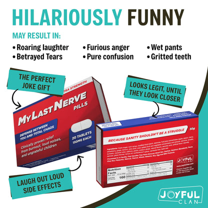 MyLastNerve Prank Pill Box with Jelly Beans - Funny Gifts for Mom, Mom Birthday Gifts, Mothers Day Gift, Gag Gift Candy Box for Women, Wife, Grandma