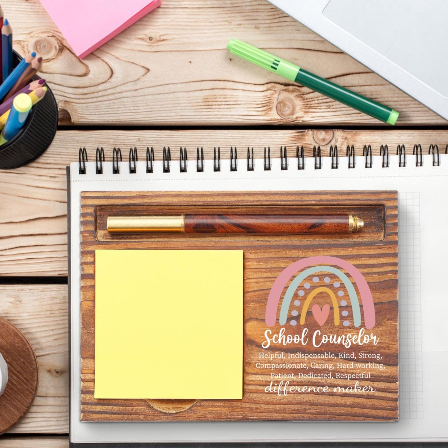 School Counselor Sticky Note Holder, Appreciation Thank You Gift for Psychologist Therapist, Back to School Guidance Gift for Counseling Self-Stick Note Pad Holders TZP61