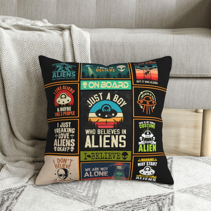 Alien Gifts - Funny Alien Gift for Men - UFO Gifts - Ancient Aliens Merchandise - Alien Stuff - Birthday Gift for Alien Lovers - Alien Decor Throw Pillow Cover 18"X 18"