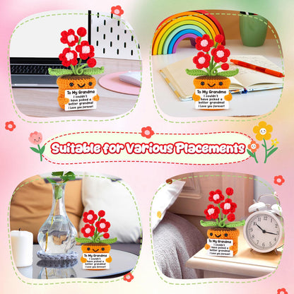 Agantree art Grandma Gifts for Grandma Birthday from Granddaughter Grandson – I Love You Crochet Flower Decor Grandparents Day Christmas for Great Grandma Gigi Nana
