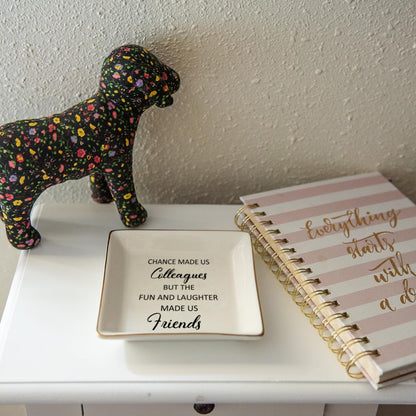 HOME SMILE Colleague to Friend Gifts for Women Jewelry Tray- Retirement Leaving Farewell Appreciation Birthday Christmas-Chance Made Us Colleagues,But The Fun and Laughter We Share Made Us Friends