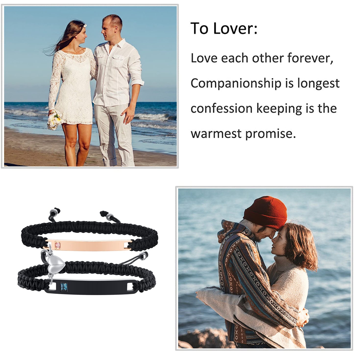 MEALGUET Personalized Couple Bracelet Customized Couple Bracelets Set Mutual Attraction Custom Name Relationship Bracelet Personalized Gift for Men Women
