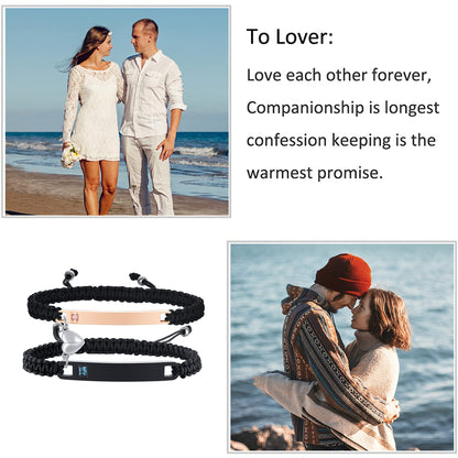 MEALGUET Personalized Couple Bracelet Customized Couple Bracelets Set Mutual Attraction Custom Name Relationship Bracelet Personalized Gift for Men Women