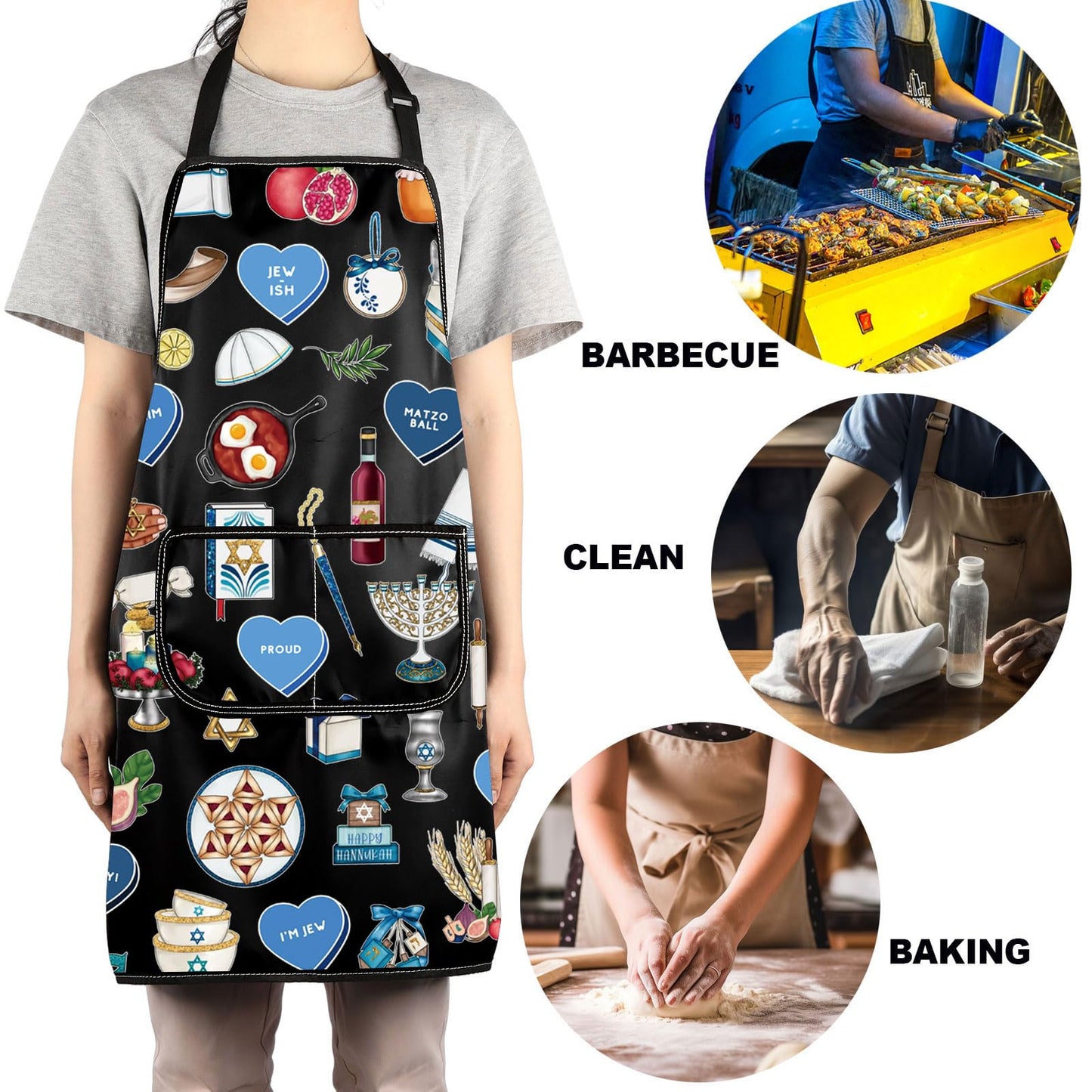 JNIAP Jewish Kitchen Apron Jewish Gift Hebrew Gift Hanukkah Apron Israeli Gift Ahava Love Apron Jewish Cooking Aprons