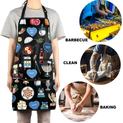 JNIAP Jewish Kitchen Apron Jewish Gift Hebrew Gift Hanukkah Apron Israeli Gift Ahava Love Apron Jewish Cooking Aprons