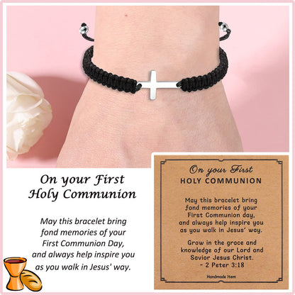 Korotho To Mens Gifts Cross Bracelet for Dad, Bonus Dad, Uncle, Son, Nephew, Grandson - Fathers Day Birthday Christmas First Communion Confirmation Baptism Christian Gift for Him