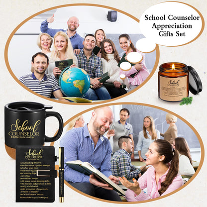 Didaey 4 Pcs School Counselor Appreciation Gifts Included Ceramic Cup Scented Candle A5 Notebook Ballpoint Counselor Office Must Haves Thank You Appreciation Gifts for High School Educator Teacher