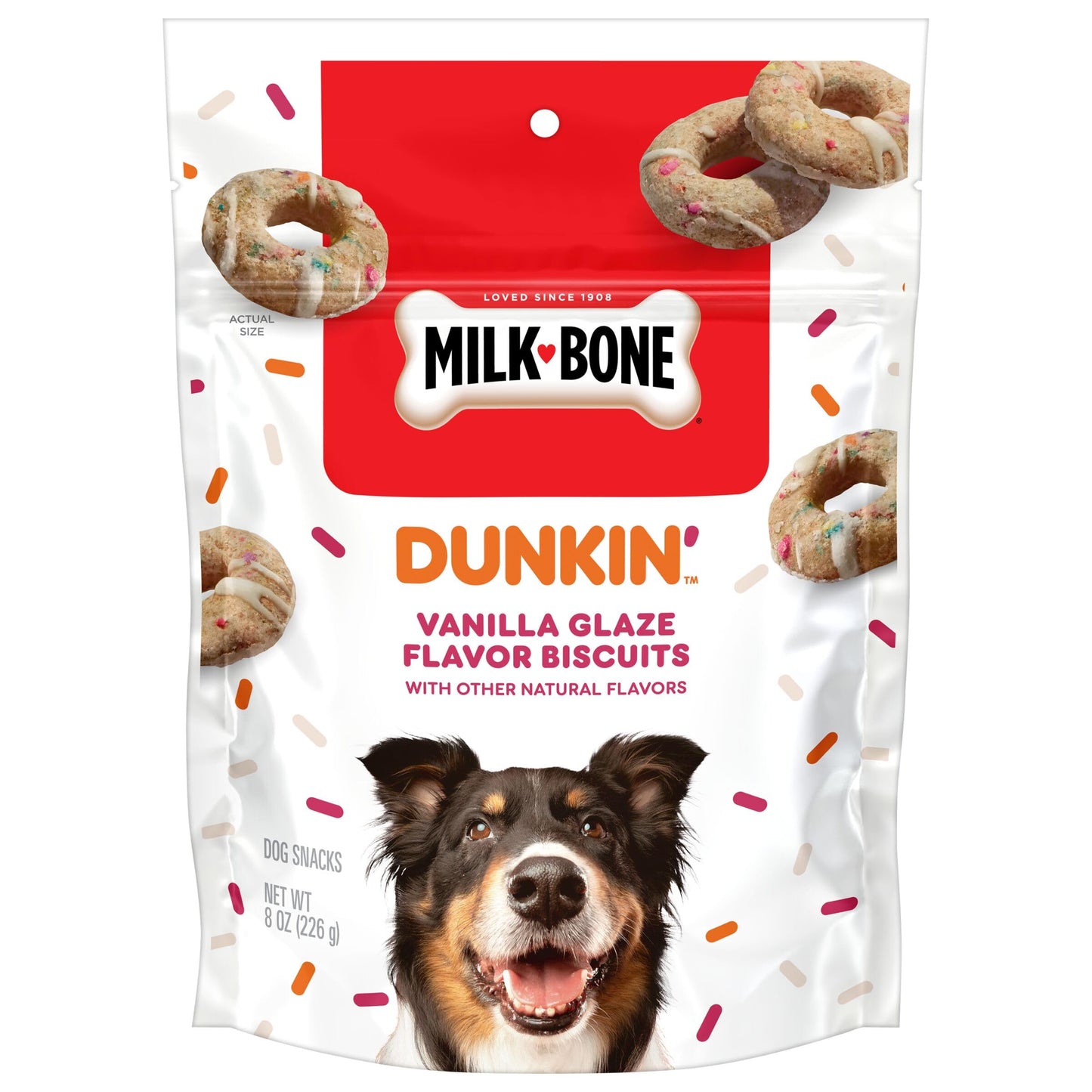 Milk-Bone Dunkin’ Vanilla Glaze Flavor Dog Biscuits with Other Natural Flavors, 8 Oz. Bag