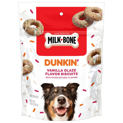 Milk-Bone Dunkin’ Vanilla Glaze Flavor Dog Biscuits with Other Natural Flavors, 8 Oz. Bag