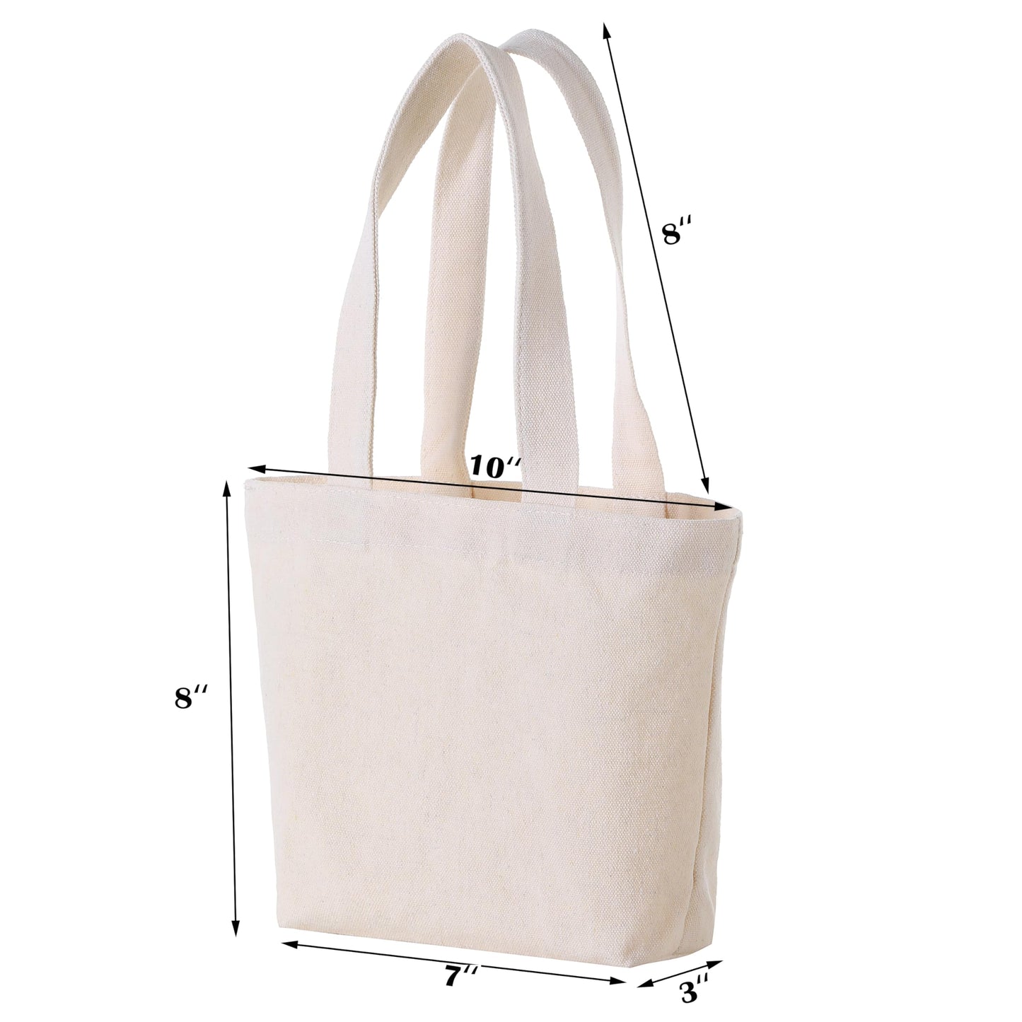 10×8×3 Inch - Small Canvas Tote Bags for Kids Mini Gift Bulk for Painting DIY Arts & Crafts Thick Fabric Bland Bags