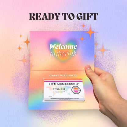 Lesbian Pride Membership Card, Write Your Own Name Identity ID Badge, LGBTQ+ Pride Accessories & Inclusivity Gift in Ready to Gift Packaging, Durable PVC Rainbow Card, Designed & Handmade