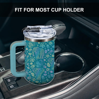 Elephant Tumbler 40oz, Travel Insulated Stainless Steel Tumbler Keeps Drinks Cold & Hot, Double Wall Vacuum, Elephants Gifts for Women Girls Coffee Travel Mug Cup Gift for Birthday Christmas