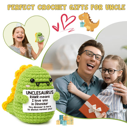 Mini Fathers Day Uncle Gifts from Niece Nephew I Love You Unclesaurs Father Day Best Uncle Gifts Handmade Crochet Dino Thank You Gift for Uncle Funny Birthday Ideas for Uncles Father Day Home Decor
