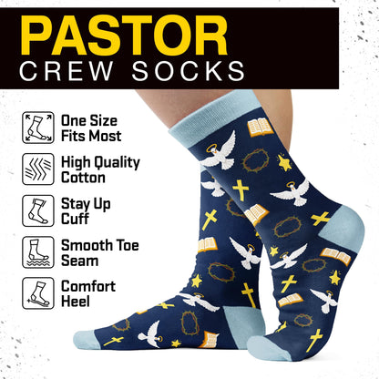 Pastor Appreciation Gifts - Christian Fathers Day Gift for Men, Inspirational Religious Socks for Pastors