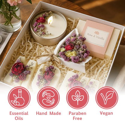 Mother’s Day & Birthday Basket for Mom – Luxury Gift Box with Candle, Ready to Gift Floral Keepsake, Thoughtful Mom Present from Daughter or Son