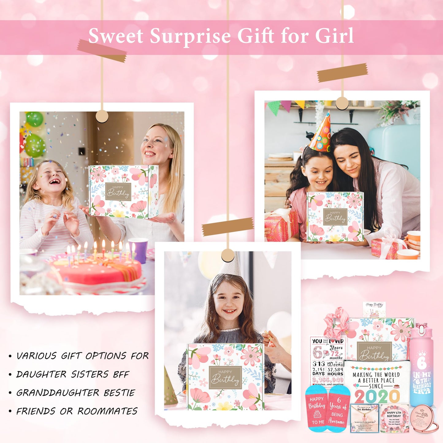 6 Year Old Girl Birthday Gift for 6 Years Old Girl Gifts Ideas Popular Six Year Olds Girls Birthday Gifts Accessories Unique Happy 6th Decoration Presents Stuff Trending Things with Tumbler Canvas Bag