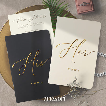 ARTESORI Premium Wedding Vow Book for Her & Him, Soft Touch, Gold Foil, 28 Lined Pages, Wedding Vow Books His and Hers, Wedding Essentials, Wedding Registry Ideas, His and Hers Gifts