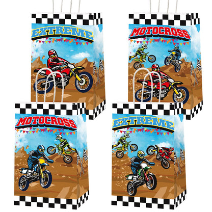 gisgfim 16pcs Dirt Bike Party Gift Treat Bag Dirt Bike Theme Party Decorations Candy Goodie Favor Bags with Handle Dirt Bike Birthday Party Baby Shower Supplies for Boys