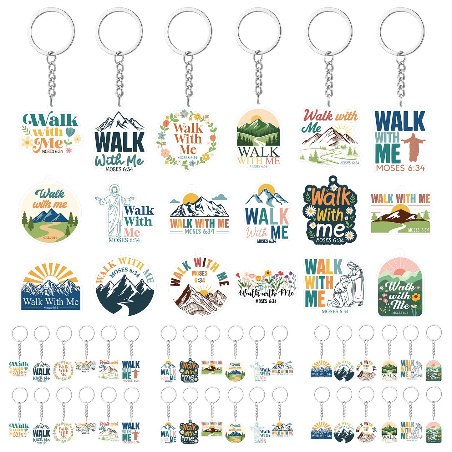 Kigeli 36 Pcs Walk with Me Acrylic Keychain Religious LDS Keychain Mormon Doctrine Keyring Gifts for Encouragement Women Men 2026 Lds Missionary Easter Gifts