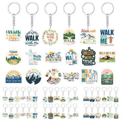 Kigeli 36 Pcs Walk with Me Acrylic Keychain Religious LDS Keychain Mormon Doctrine Keyring Gifts for Encouragement Women Men 2026 Lds Missionary Easter Gifts