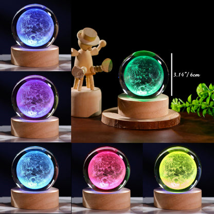 3D Moon Gifts for Women Crystals Ball 60mm- Planet Figurines Space Decor Glass Solar System Figurine Moon Stuff for Room Birthday astronamy Gifts for Best Friend Lovers Keepsake Paperweight