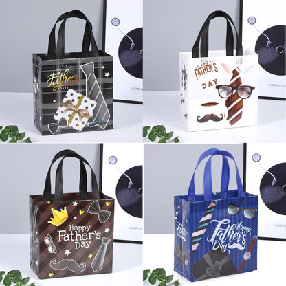 HADDIY Father's Day Tote Gift Bags with Handles,12 Pcs Bulk Non-Woven Love Dad Candy Bags for Gift Wrapping and Happy Father Day Party Favor-9x8.7x4.3 inches