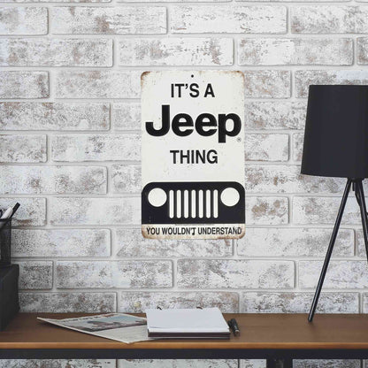 Jeep Thing Black and White Metal Sign - Vintage Sign for Garage or Man Cave