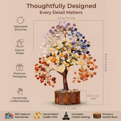 Chakra Tree of Life Birthday Gifts for Women, Mom, Sister, Friends, Handmade Healing Crystal Tree Bring Money, Positivity & Good Luck, Boho Home, Room and Office Desk Decor, Unique Gifts for Mother