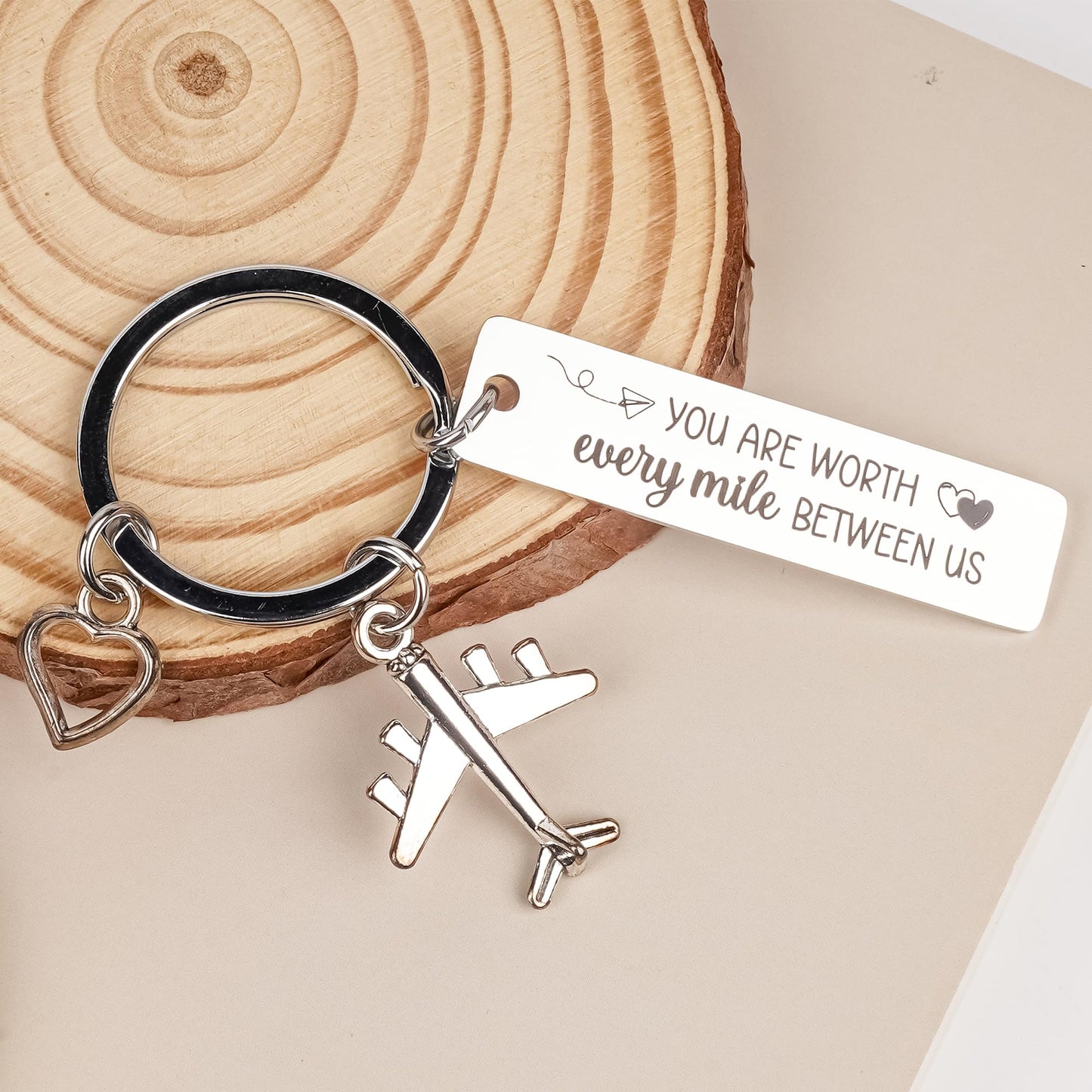 Long Distance Relationship Keychain Gift - Anniversary Couples Gift for Boyfriend Girlfriend, Romantic Keepsake for New Year