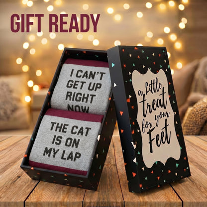 Cavertin Women's Novelty Socks with Gift Box Cat Lover Dog Mom Book Lover Cat Mom Llama Unicorn Sloth Corgi