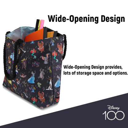 Disney Mickey & Stitch Canvas Tote Bag – Official 100 Minnie Mouse Travel Tote for Girls, Boys, Teens & Adults