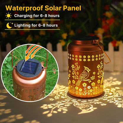 Cardinal Solar Lanterns Outdoor Waterproof Garden Decor Birthday Gifts for Women Men Grandma Mom,Cardinal Hanging Solar Lights Decorative Lantern for Yard, Patio, Lawn,Pathway