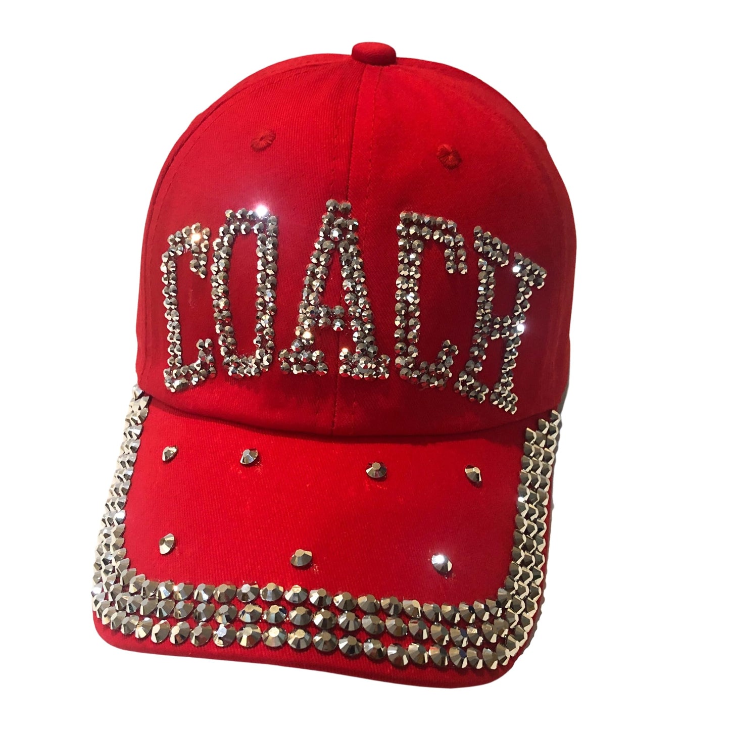 Popfizzy Bling Coach Hat with Rhinestones for Women, Best Cheer & Sports Coach Hat Gifts