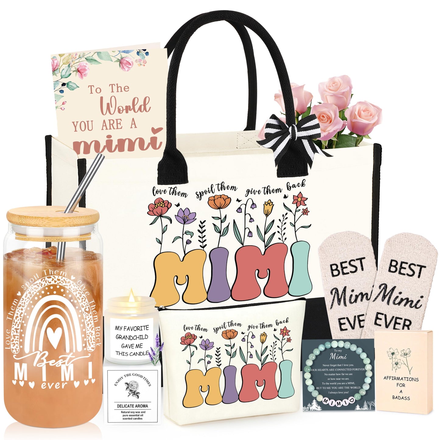 DOGMEM Mimi Gifts, Mimi Gift for Grandma, Birthday Gifts for Mimi Grandma Gift Set Ideas Grandma Birthday Gift
