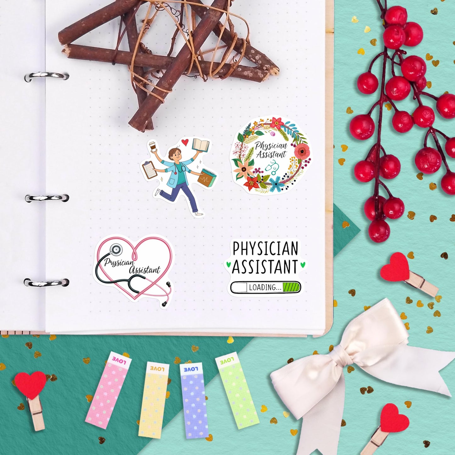 100Pcs Physician Assistant Stickers for Laptop, Water Bottle - PA Stickers - Funny Physician Assistant Gifts, Party Decoration- Medical Decals - Gift for Women & Men