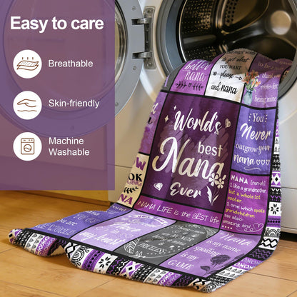 Nana Gifts, Nana Birthday Gifts from Grandkids, Birthday Gift for Nanas, Grandma Mothers Day Birthday Present, Purple Heartwarming Blanket 60”x50”