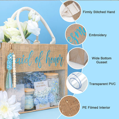 Elysirise Maid of Honor Gifts,Will You Be My Maid of Honor Proposal Tote Bag Glass Cup Gifts for Wedding Day