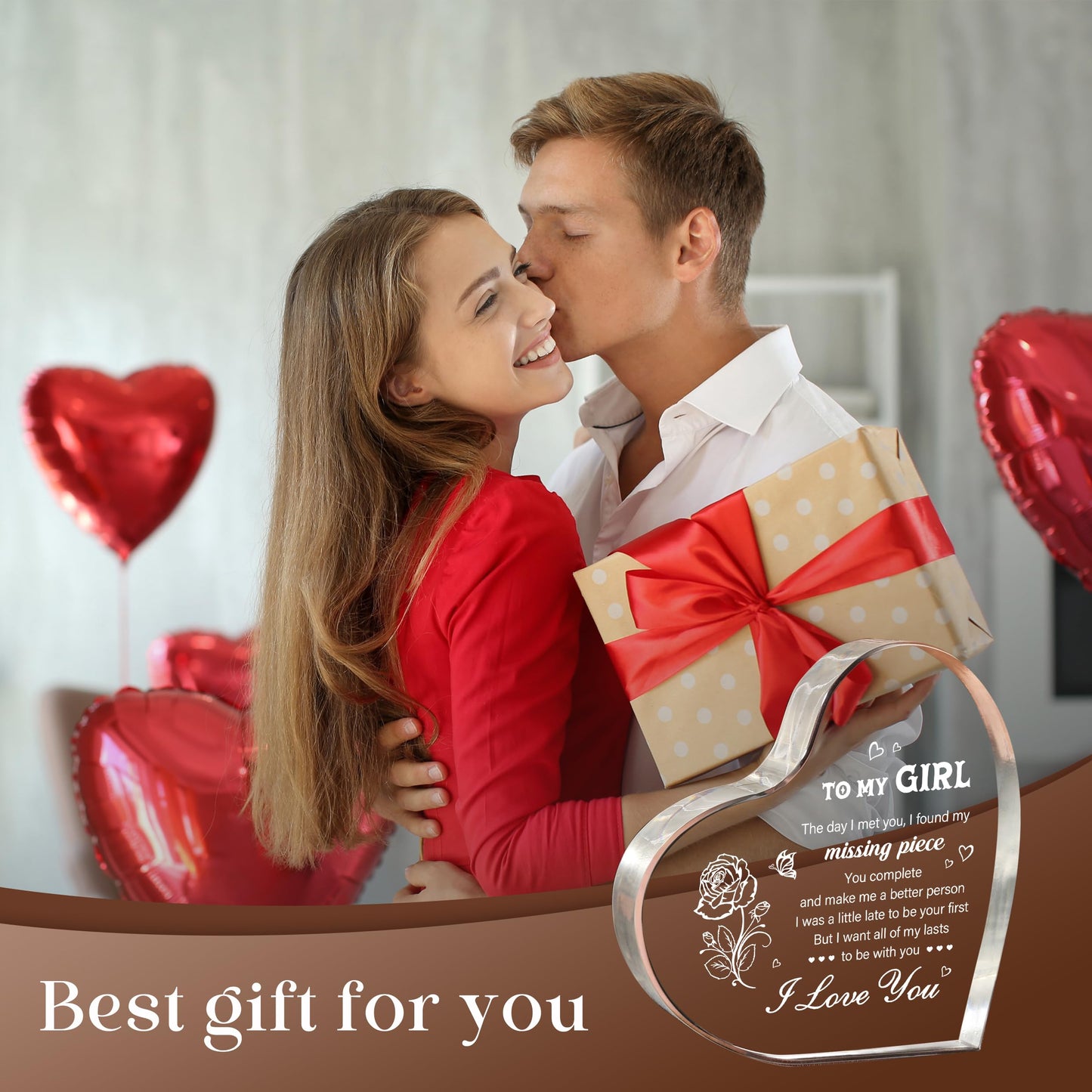 Gifts for Girlfriend, Girlfriend Birthday Keepseek, To My Girl Heart Shaped Acrylic Block, Birthday Anniversary Valentines Day Gifts for Her Wife GF