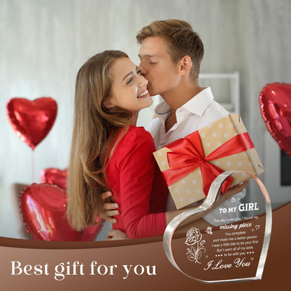 Gifts for Girlfriend, Girlfriend Birthday Keepseek, To My Girl Heart Shaped Acrylic Block, Birthday Anniversary Valentines Day Gifts for Her Wife GF