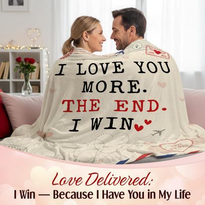 WRAPIX Anniversary Couple Gifts for Men Women - I Love You More Soft Fleece Throw Blanket 50x60 in - Mothers Day Birthday Wedding Gifts for Wife Her Girlfriend, Romantic Gift for Him Boyfriend Husband