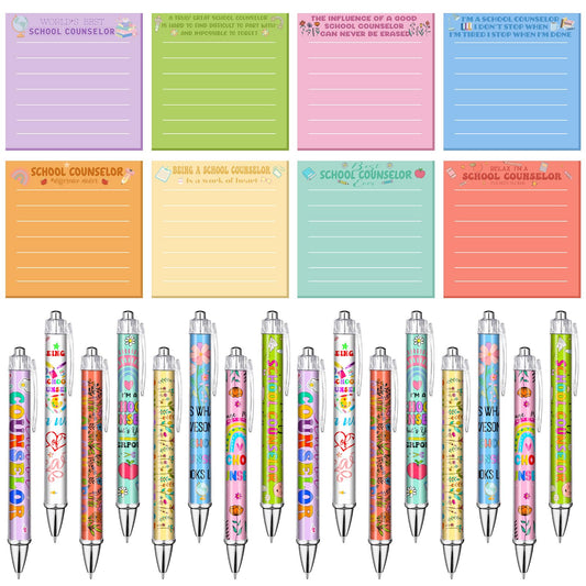 AmazingSpark 48 Pcs School Counselor Gifts Bulk Guidance Counselor Stationery Office Must Have Colorful Ballpoint Pens and Sticky Notes Educator Graduation Teacher Appreciation Gift for Teachers Day
