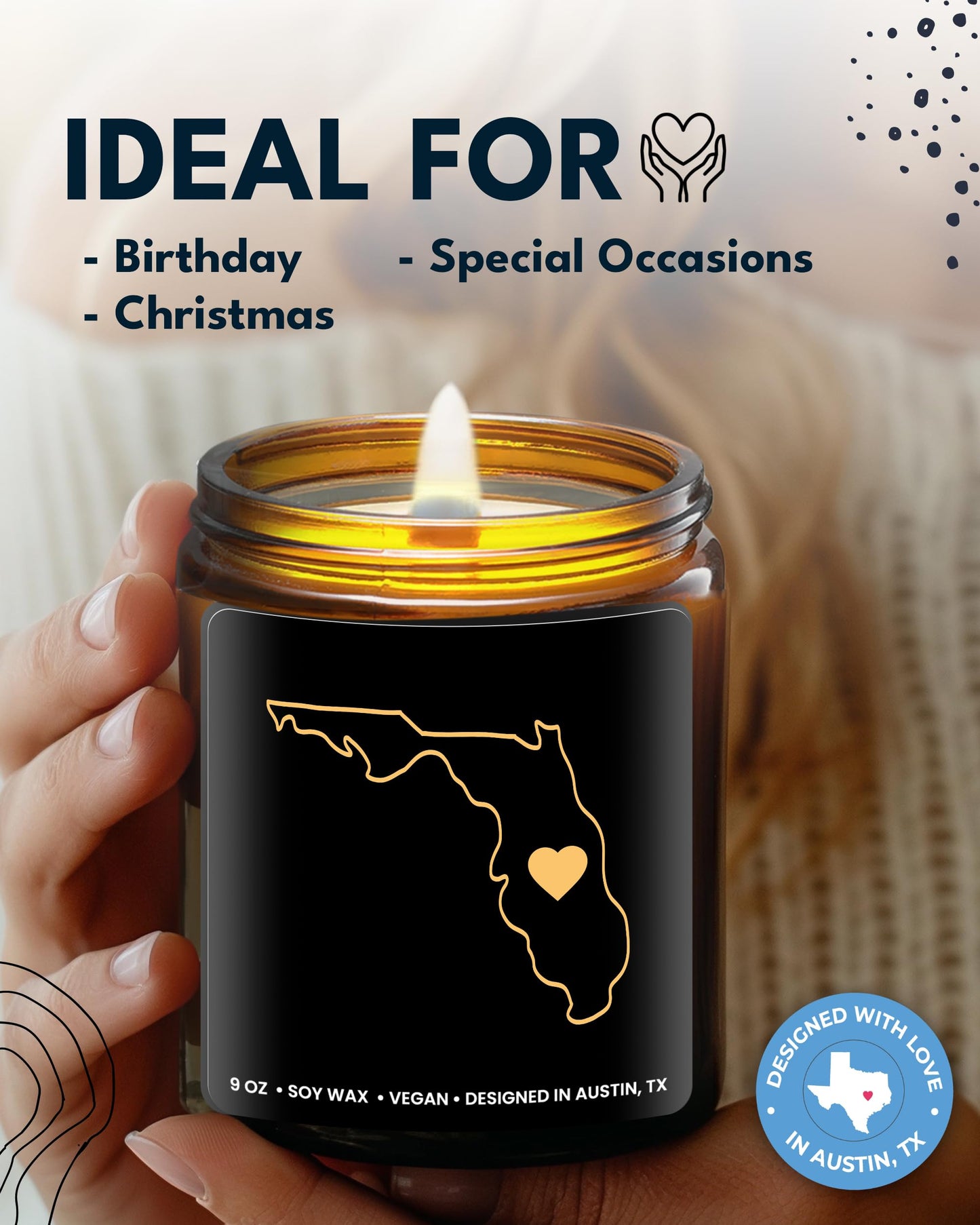 Florida Candle, Unique Florida Themed Gifts for Men and Women, Best State Souvenir Gifts for Moving Away, Thoughtful Home Sick Presents, Ideal for Birthday, Christmas, Graduation, Gift Ready