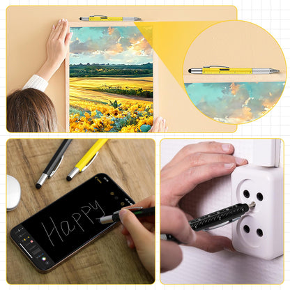 Vicenpal 40 Pcs Fathers Day Bulk Gifts 6 in 1 Screwdriver Tool Pen with Multitool Credit Card Bulk Tool Pen Gifts for Fathers Day Adult Men Dad Husband Male Employee (Black,Yellow;silver)