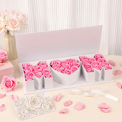 PYQTH 4 Pack Empty Mom Box for Flowers Mothers Day Flower Gift Boxes Thicker Letter Shaped Gift Box Fillable Chocolate Candy Packaging Boxes for Mother's Day Birthday (White)