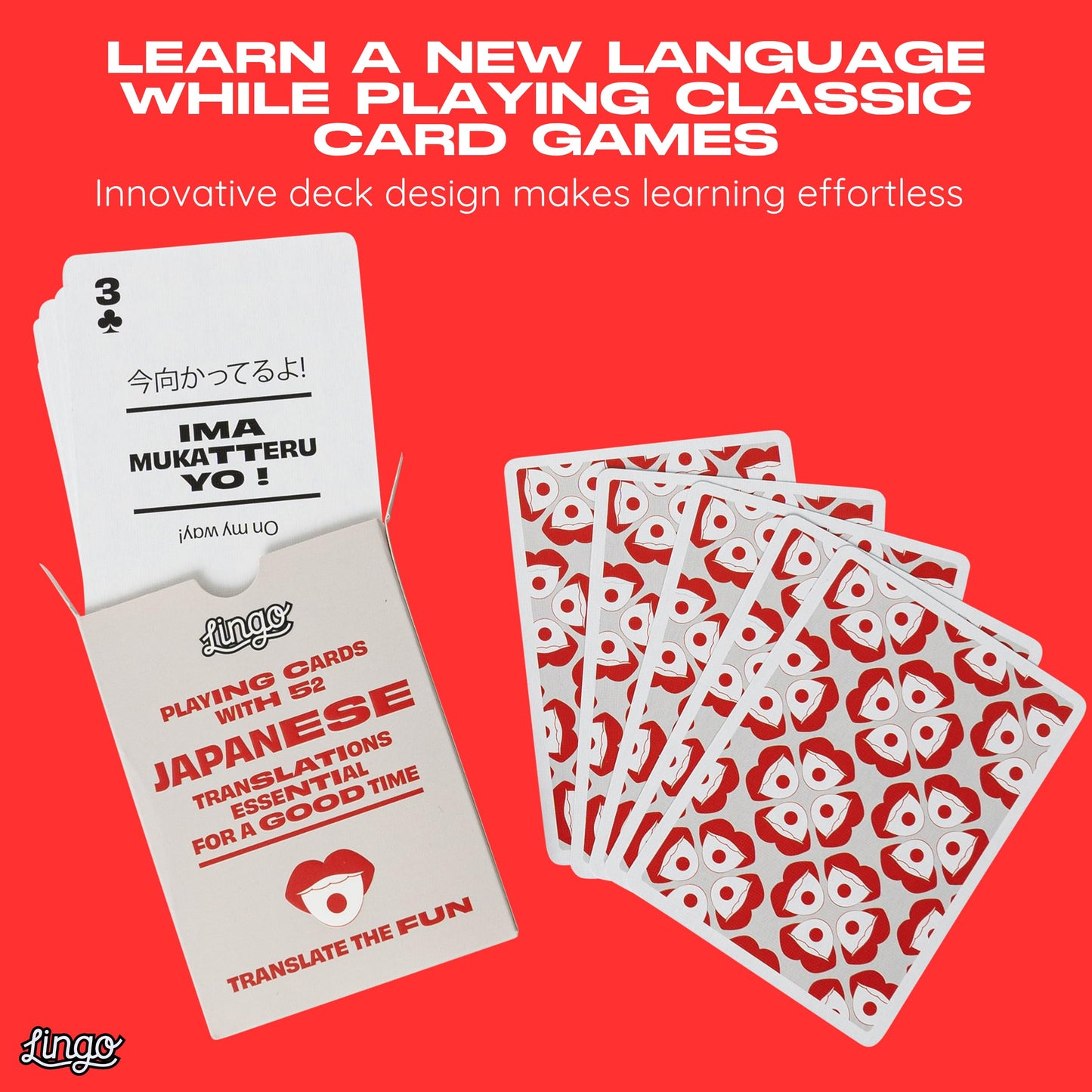 Lingo Japanese Playing Cards | Travel Flashcards | Learn Japanese Vocabulary in A Fun & Easy Way | 52 Essential Translations