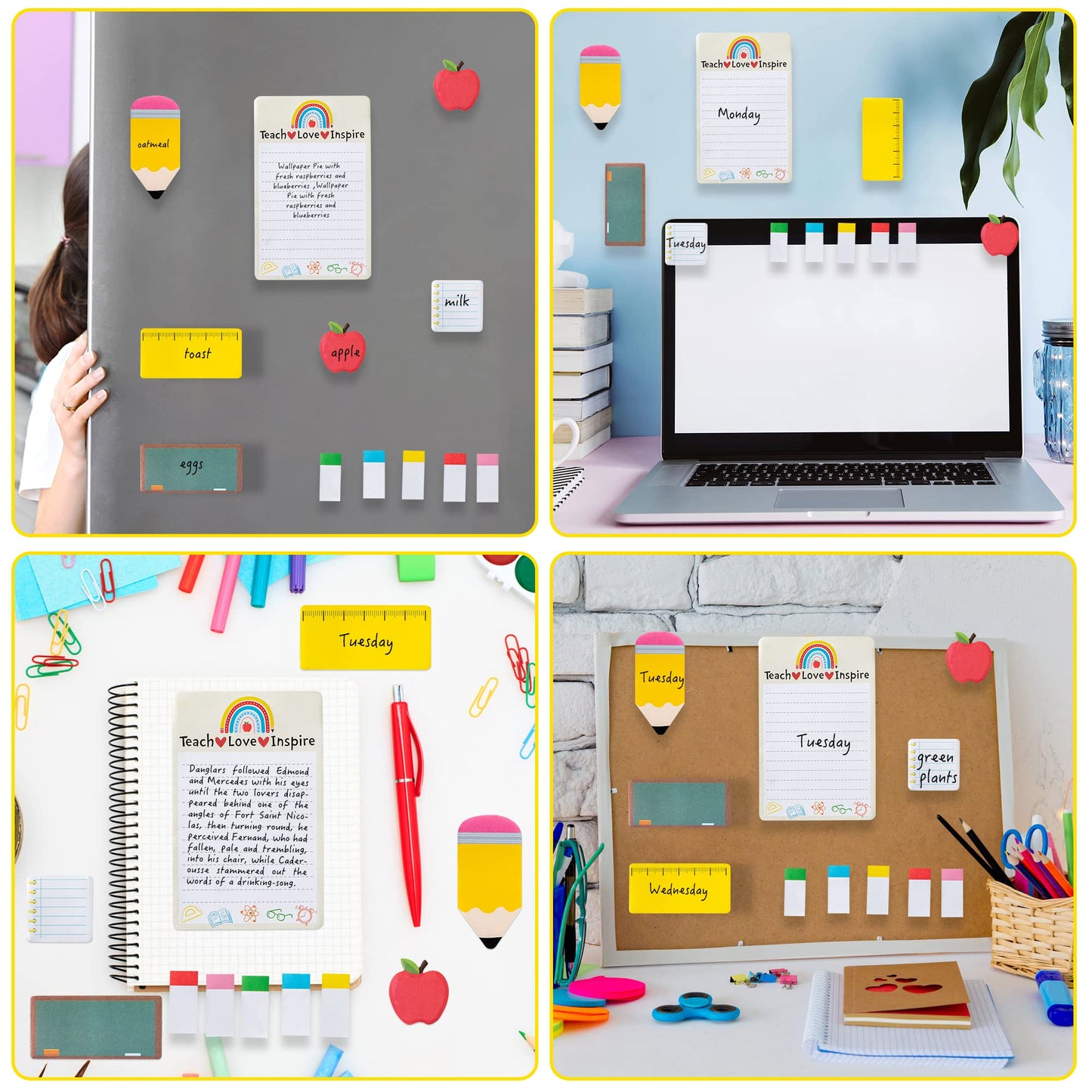 Xqumoi Teaching is A Work of Heart Sticky Notes Set Blackboard Self-Stick Note Pads Teacher Appreciation Gift Writing Memo Pads School Office Supplies