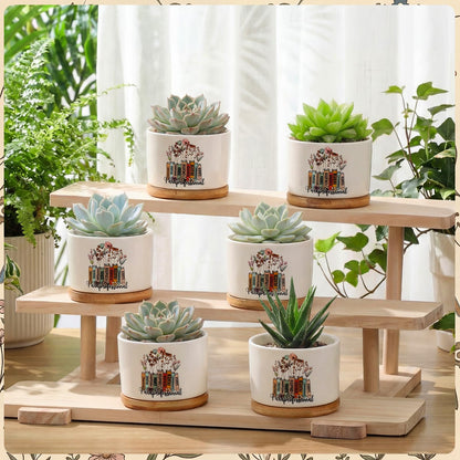 Havawish 6 Pcs Paraprofessional Appreciation Gifts, para Teacher Appreciation Gifts, Ceramic Succulent Planter Pots Mini Porcelain Plant Containers for Nurse Birthday Graduation, Plants Excluded
